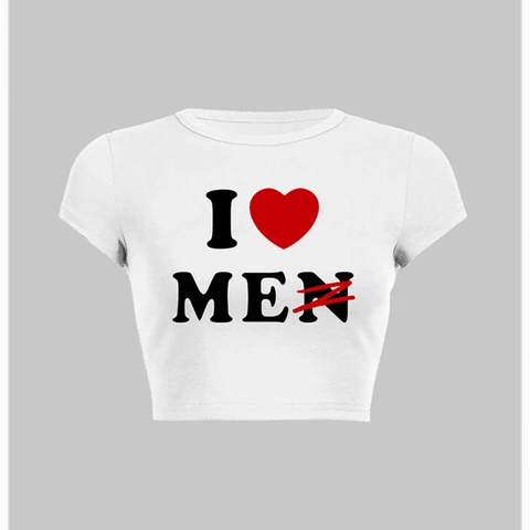 Женский укороченный топ в стиле Харадзюку, футболка в стиле панк с надписью «I Love Me» и коротким рукавом, милая уличная одежда, Y2k, на лето