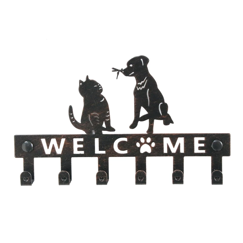 

Key Holder for Wall with6 Hooks Dog Cat Decorative Vintage Beautiful Metal Hanger for Front Door,Kitchen,Warehouse