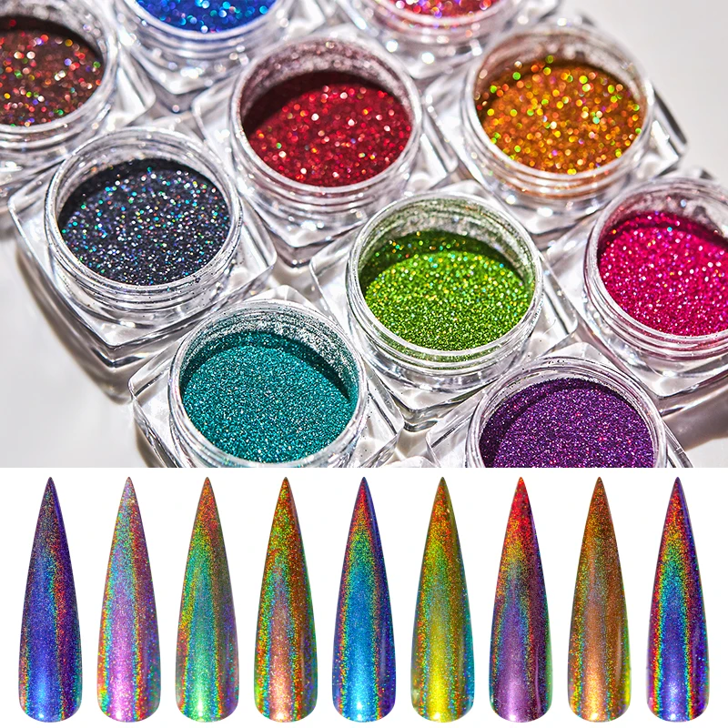 

1g Glitter for Nails Holographic Dip Powder Mirror Polishing Chrome Pigments Nail Art Decorations Laser Dazzling Dust