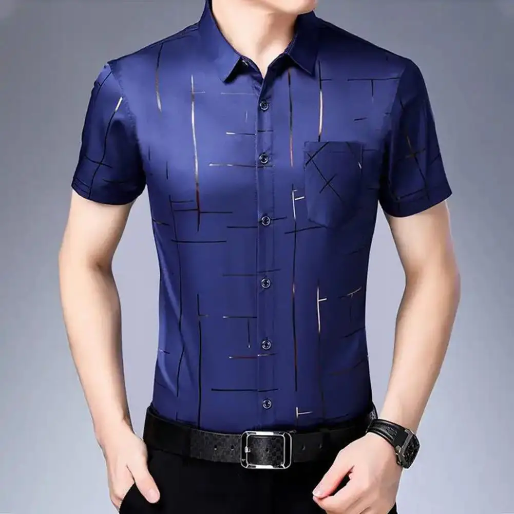 

Stylish Short Sleeve Shirt Top Fashion Shirt Short Sleeve Foil Print Shirt Slim
