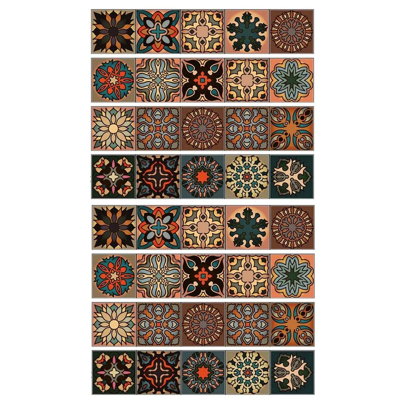 

40 Pcs 3D Multi Moroccan Self-Adhesive Bathroom Kitchen Wall Stair Tile Sticker