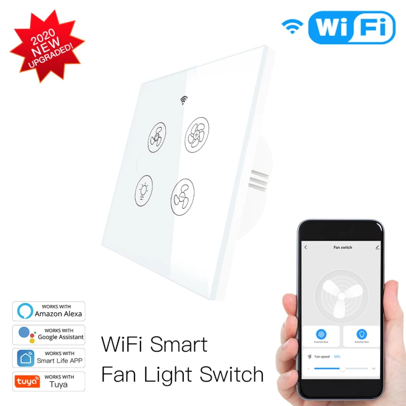 

Smart Life Smart Ceiling Fan Light Switch Rf433 Smart Switch 2/3 Way Control Work With Alexa Google Home Wifi Switch Smart Home