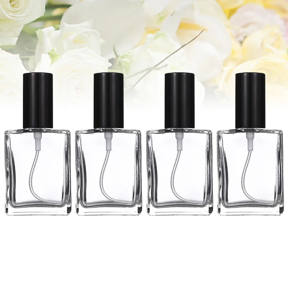 

4 Refillable Square Bottle Glass Sprayer Small Bottle Empty Fragrance Bottles Empty