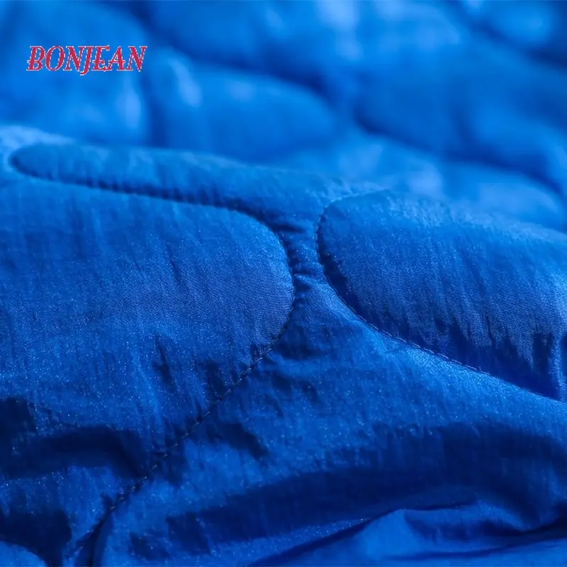 2022 Winter Fashion Rhombus Button Blue Parka Suit Loose Causal Warm Cotton Long Sleeve Parka Jakcet O Neck Parkas Korean Style