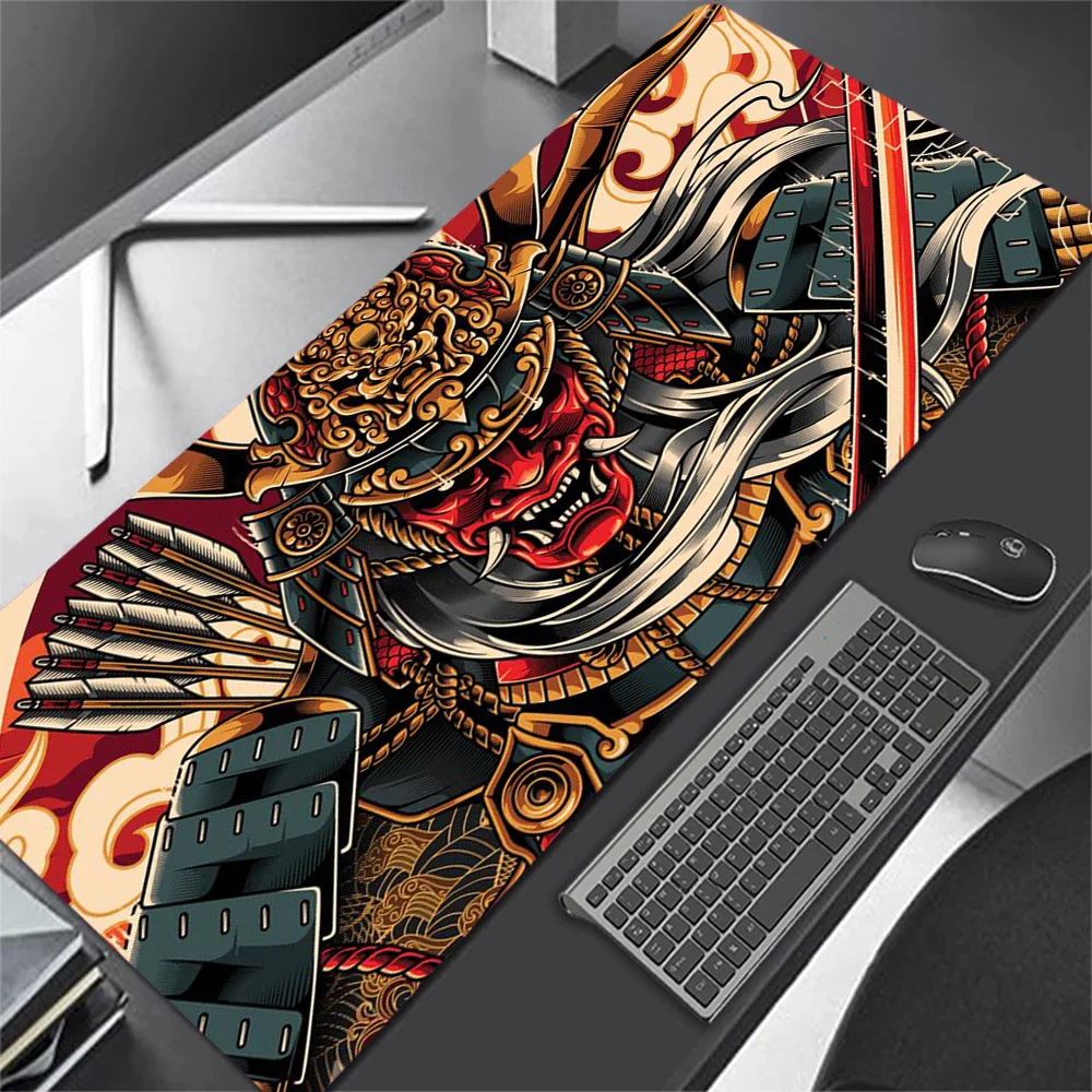 Коврик для мыши Samurai Gamimg XXL, Настольный коврик для ноутбука, большой коврик для мыши самурая, коврик для мыши в стиле аниме, игровые аксессуары, игровой шкаф