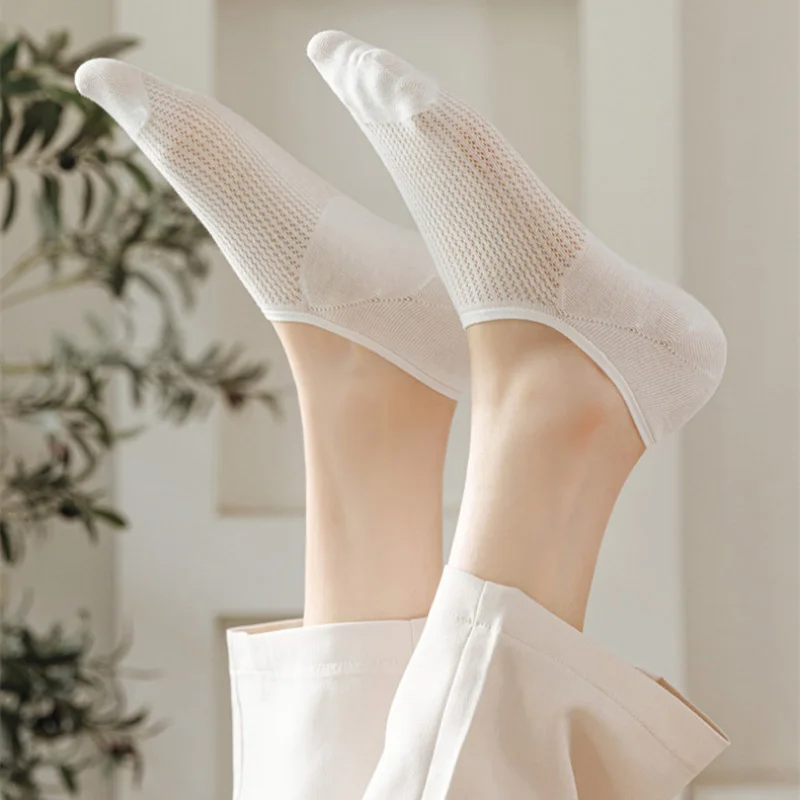 

Летние тапочки, женские тонкие дышащие сетчатые однотонные носки-следки из силикона с низким вырезом, однотонные носки-лодочки