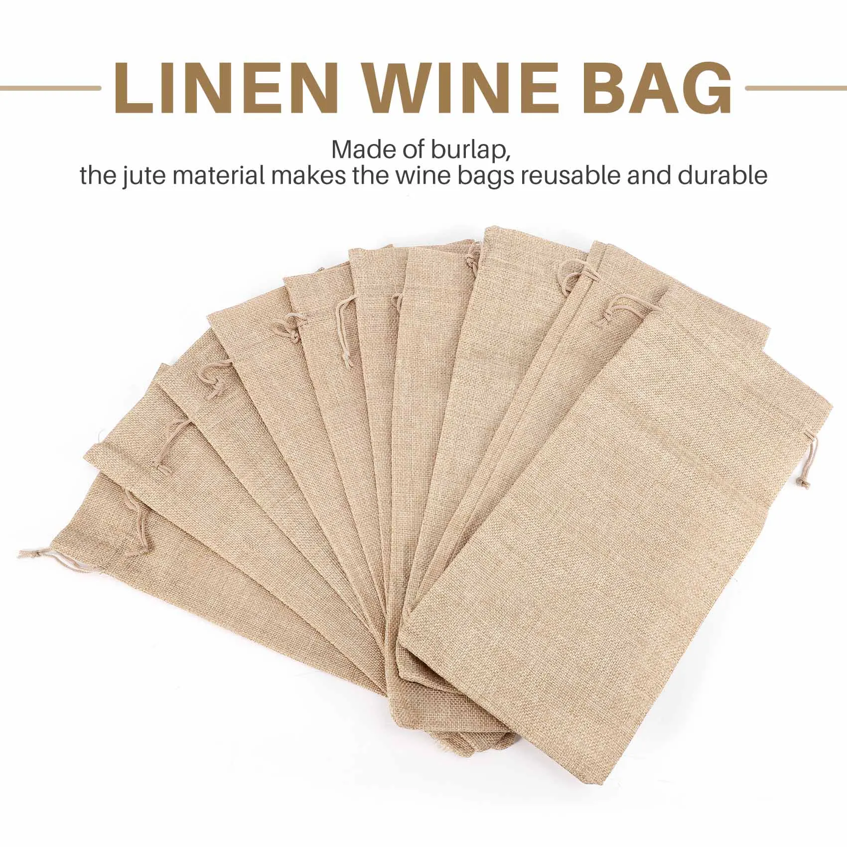 Джутовые винные пакеты 10 шт. 14x6 1/4 дюймов подарочные Hessian для винных бутылок с