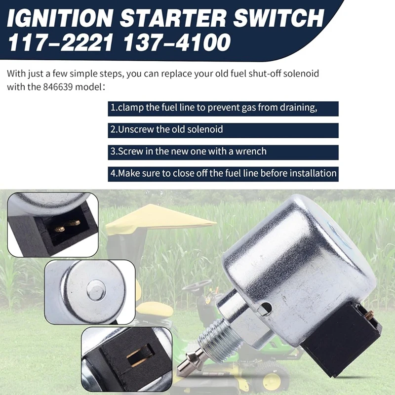 Соленоид отключения подачи топлива 846639 подходит для двигателя садового