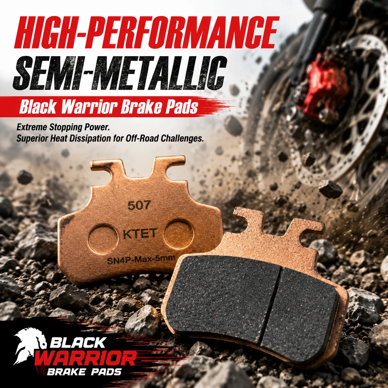 Тормозные колодки Black Warrior, полуметаллические, износостойкие, для Himoto, OWAYEBIKE, WALFISK, EKXBike, KTET, SN-V4, XD-SN-4P, всепогодные (art.: 3920dbecc57ed) - 3920dbecc57ed