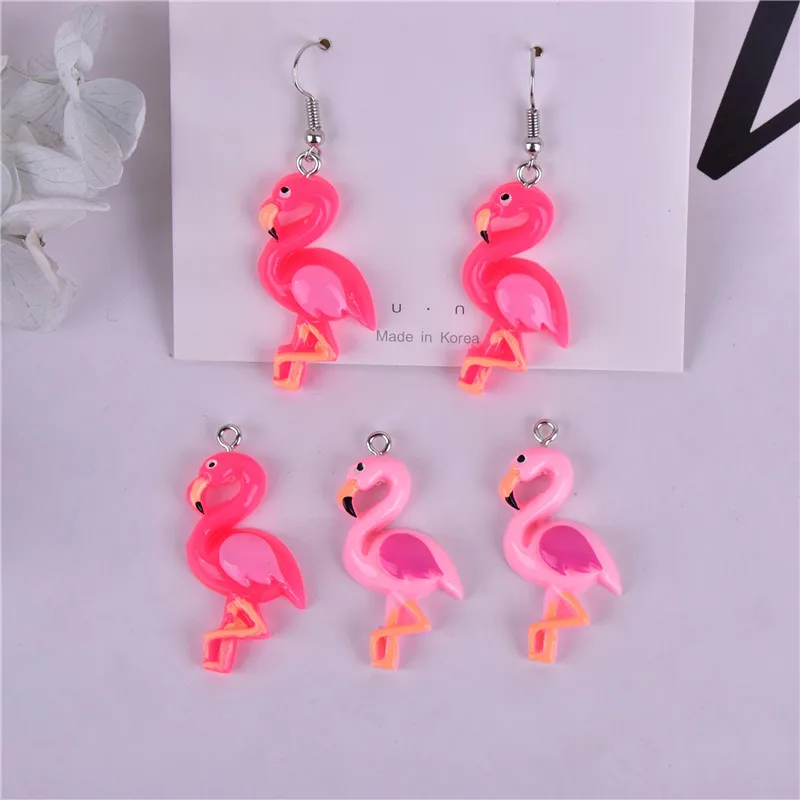 10pcs/pack Flamingo  Resin Charms for DIY Earring Jewelry Design Making