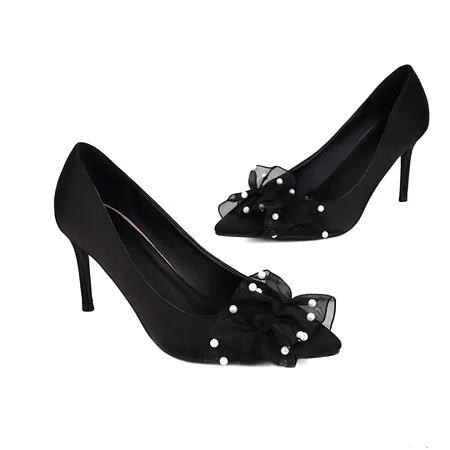 

Туфли большого размера на высоком каблуке, заостренный носок, тонкий каблук, простой декор, Модные индивидуальные, для свадьбы