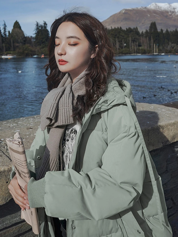 2022 Down Jacket Women Long Hooded Warmth Parkas Coat Female Winter Loose Size Jackets Thick Windproof Clothes
