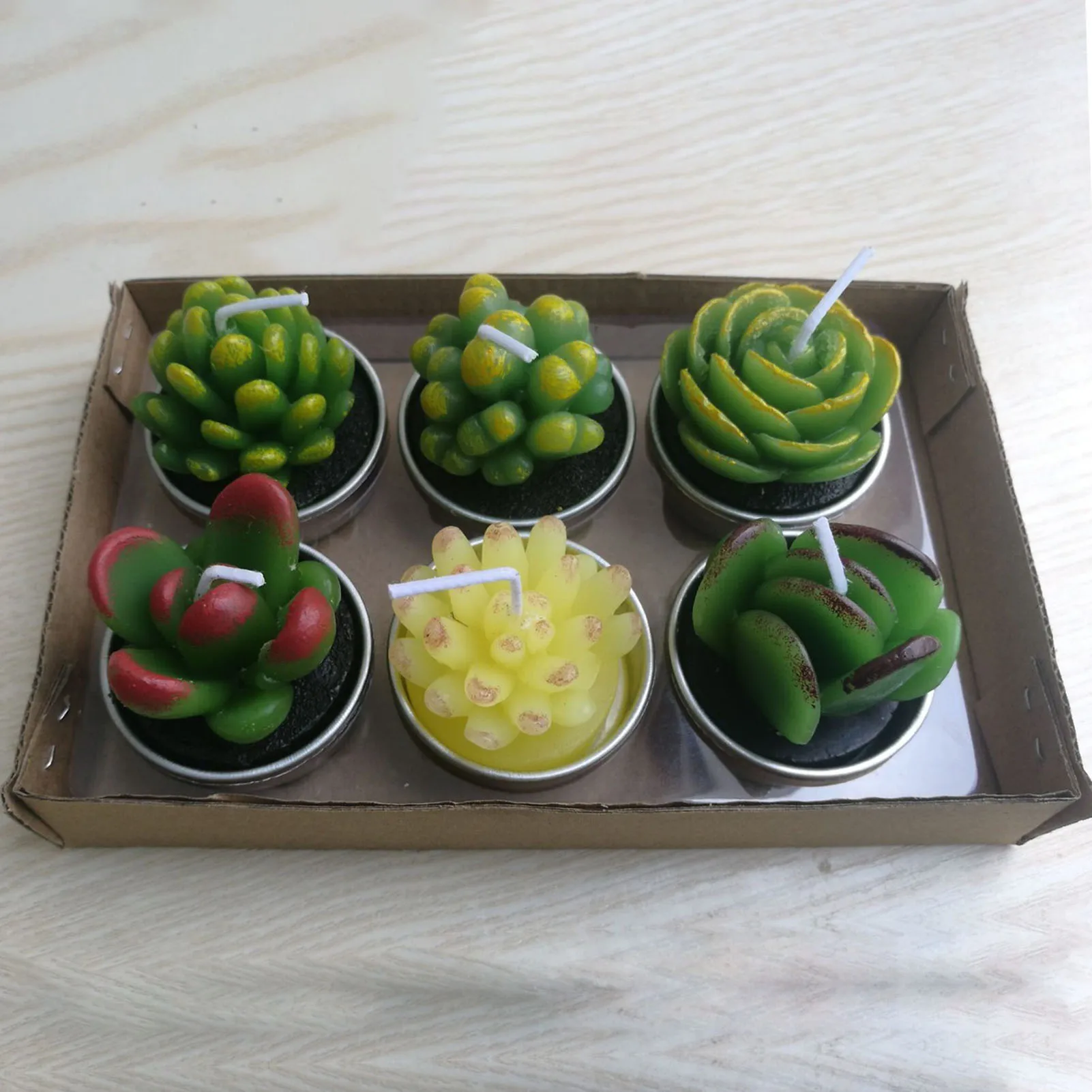 

12PCS Cactus Candles Valentines Day Rose Flower Tealight Candles