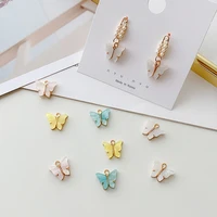 10 pieces alloy acrylic color butterfly pendant diy accessories materials necklace earrings accessories mobile phone pendant