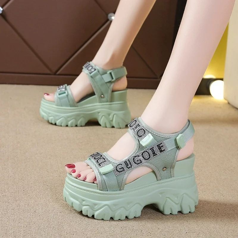 

2023 Women Wedge Increased Platform Shoes Ladies Beach Summer Sandalia 9cm High Heels Sexy Open-toed Sandals Chunky Sandals