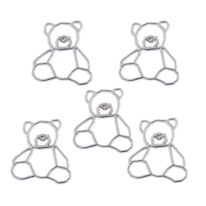 

20pcs/lot Silver Color Cute Hollow Bear Charms Pendant DIY Necklace Bracelet for Jewelry Making Accessories