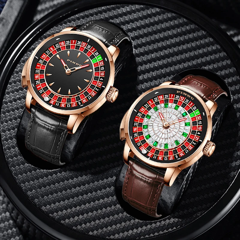 Фото Мужские механические часы PINDU Design New Push Button Turn Russian Roulette Game 46MM с механизмом NH35A, сапфировым стеклом и циферблатом с бриллиантами. №4