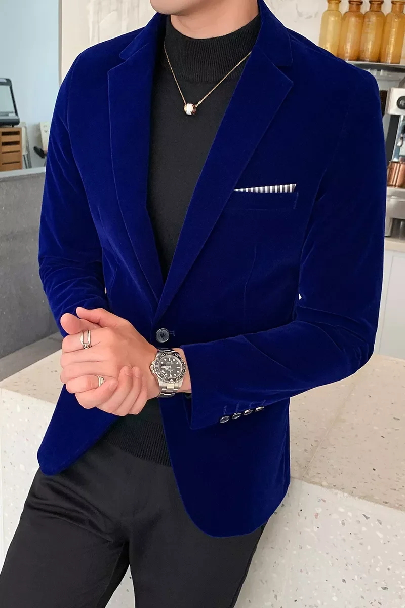 

NEW IN Velvet Blazers Jackets Men Formal Wear Dress Suits Jackets Men Wedding Groom Singer Costume Slim Fit Blazers Coats 5XL