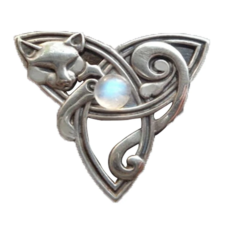 Серебряное ожерелье с подвеской в кельтском стиле котом украшение для