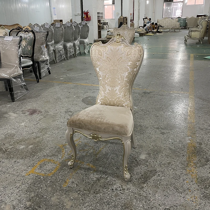 

European style solid wood dining chair soft bag back luxury dining table and chair cloth art book chair makeup chair champagne h