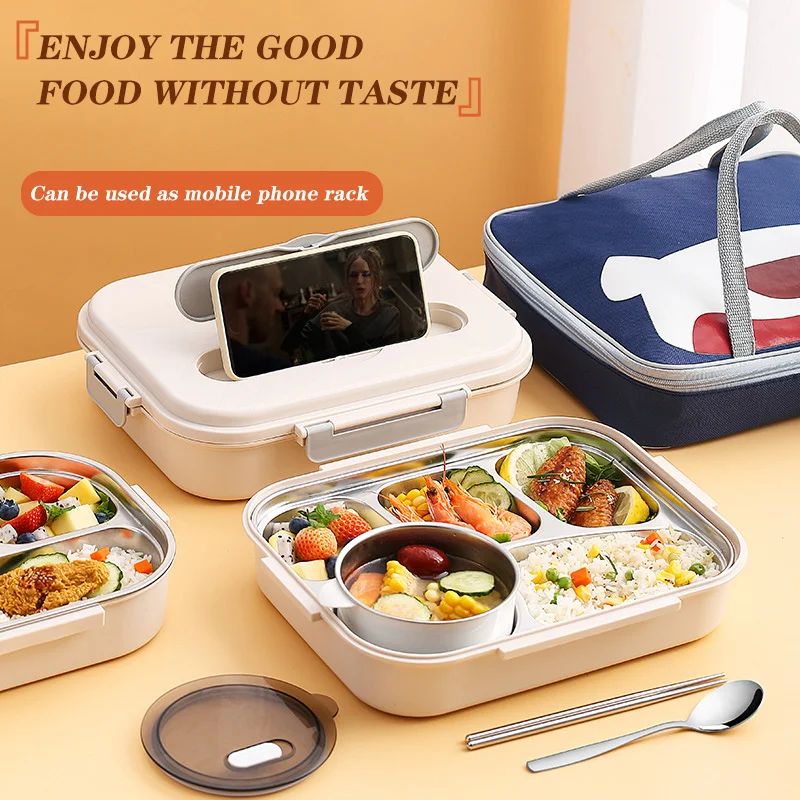 

Insulated Lunch Box For Food Leak-proof Lunch Box For Kids Free Soup Bowl Lunch Bags For Children Multiple Partitions Bento Box