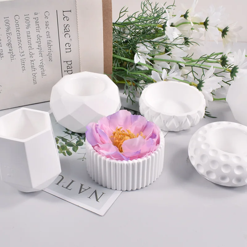 

DIY Succulent Flowerpot Gypsum Silica Gel Mould Penholder Cup Plaster Resin Mold Desktop Storage Box Crystal Drop Glue Mold