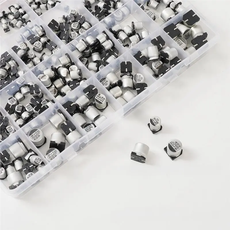 Набор алюминиевых электролитических конденсаторов B27B SMD, 400 шт., 24 номинала, от 1 мкФ до 1000 мкФ, включая коробку для хранения (art.: 3920dcaf24ca3) - 3920dcaf24ca3