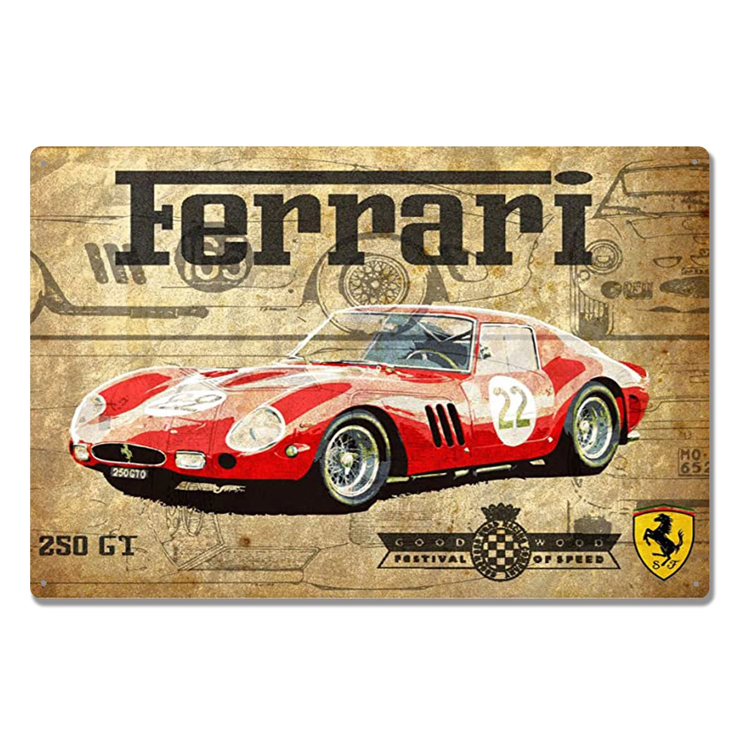 

Металлический жестяной ретро-плакат 250 GT с художественной печатью, плакаты для бара, паба, автомобиля, клуба, мужской пещеры, винтажные класс...