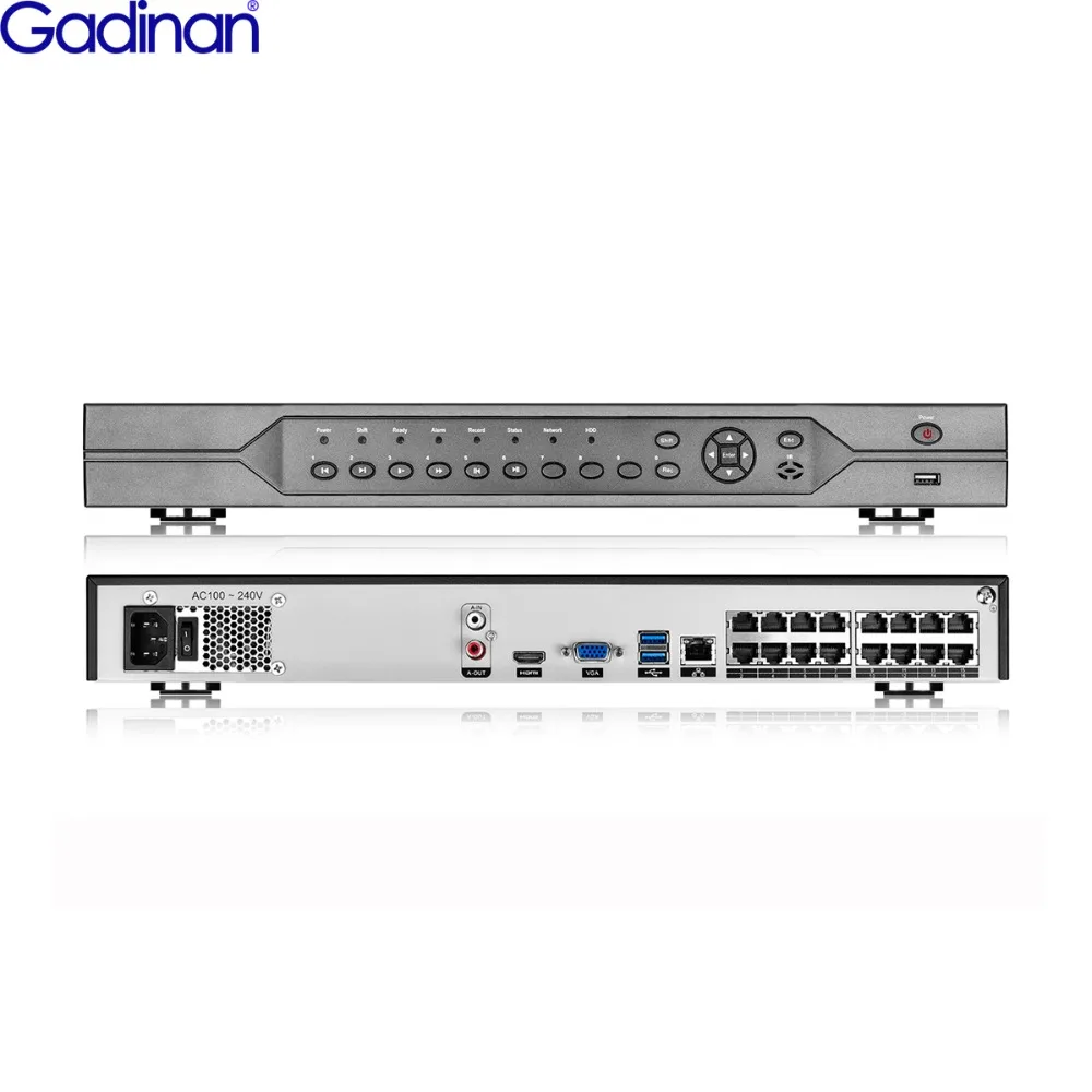 

Gadinan Original 16CH 4K POE NVR Video Recorder H.265 8mp POE Face Detect for 4K 5MP 4MP 3MP 1080P PTZ IP Camera System 2 SATA