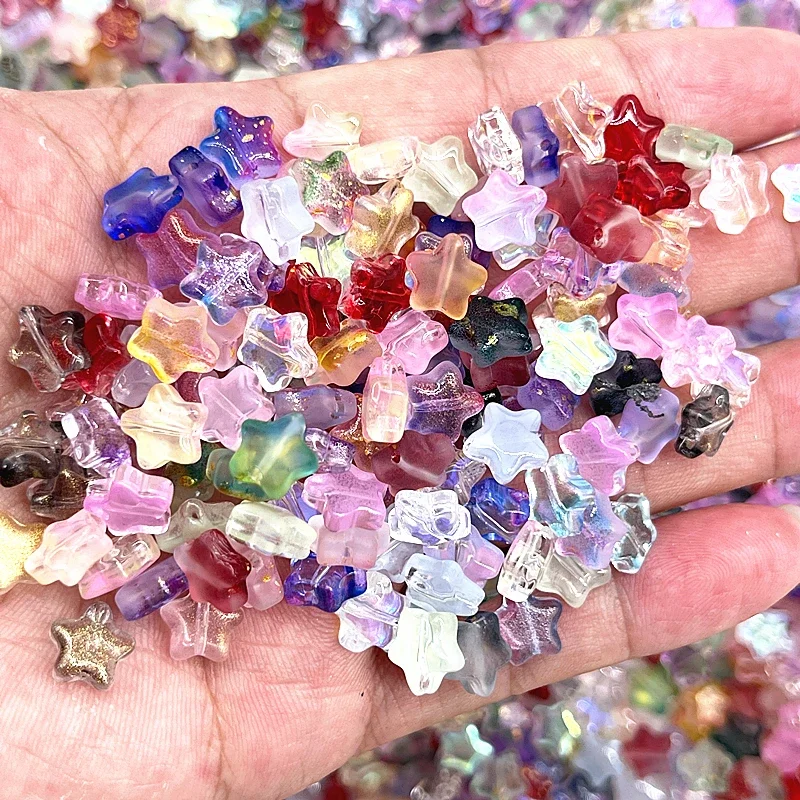 Стеклянные бусины с пятиконечными звездами 30 шт