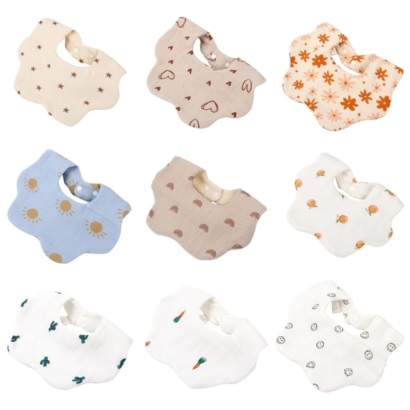 

Cotton Baby Bib Newborn Muslin Bib Suitable for Teething and Drooling Baby Bib with Snap Button Can Be Adjusted