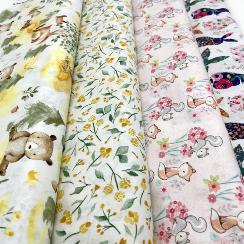 

100% Cotton Plain Printed Patchwork Fabric Cartoon Handmade DIY Doll Clothes Skirt Children Sheets Fabric Sewing Fabrics