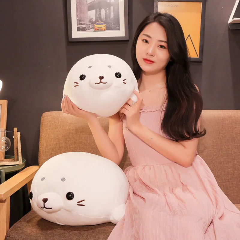 New 50-60CM Lovely Stuffed Animal Doll Kawaii Pillow Soft Down Cotton Lying Seal Plush Toys Home Decor Brinquedos Gift For Kids