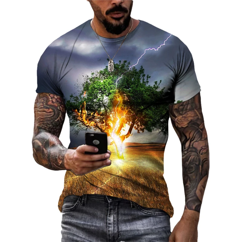 Men'S Round Neck Casual T-Shirt, 3d Printed Short Sleeved T-Shirt, Casual Street Clothing