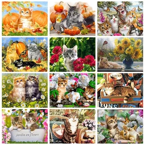 CHENISTORY Acrylic Painting By Numbers Frame Markers By Numbers Cats Paint For Painting Painting Decor Gift For Adults