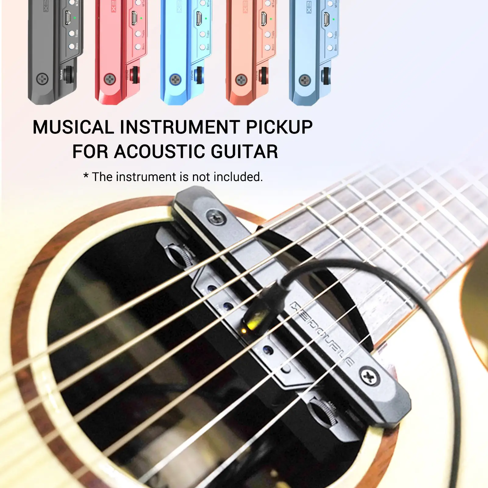 

Accessories Musical Instrument Acoustic Preamp Soundhole Dual-channel System Guitar Pickup with Volume & Tone Control