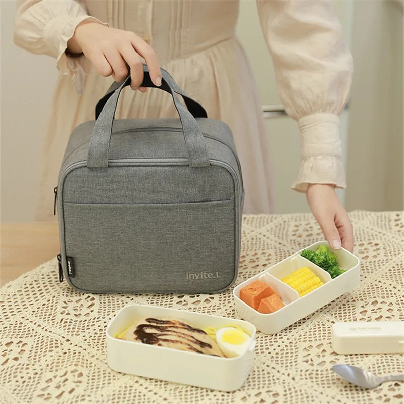 

Portable Canvas Lunch Bag Waterproof Insulated Fresh Cooler Bag Thermal Food Picnic Convenient Lunch Bag for Women Girl Children