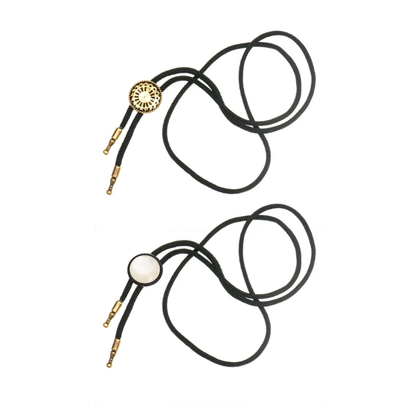 

Галстук-боло для мужчин Западный галстук в ковбойском стиле с декором из сплава с круглой пряжкой