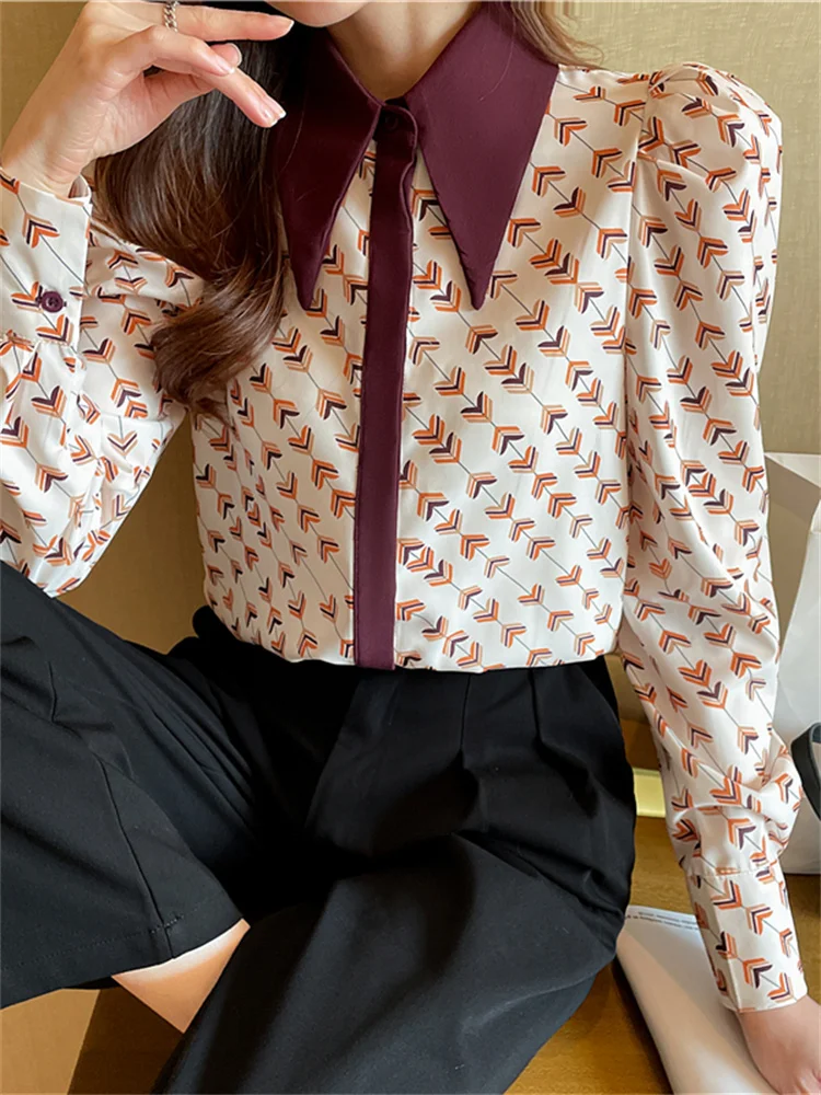 Рубашки в стиле ретро с гонконгским принтом вестерн женские рубашки на весну и