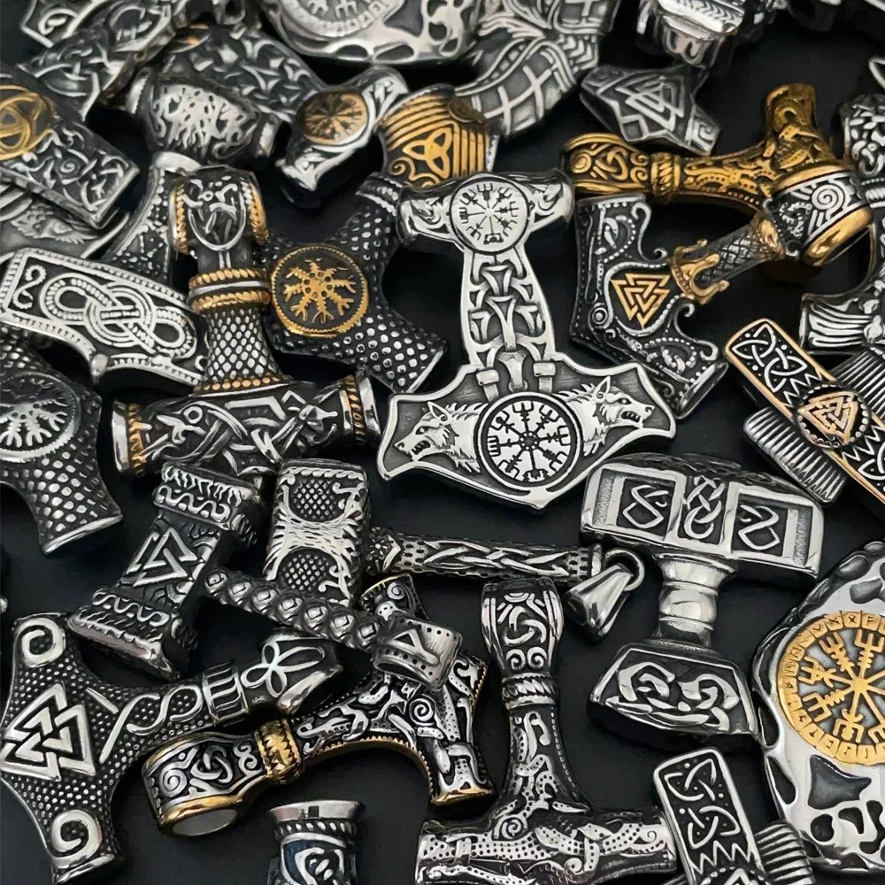 Винтажное ожерелье с подвеской в виде молотка Тора Северной мифологии из