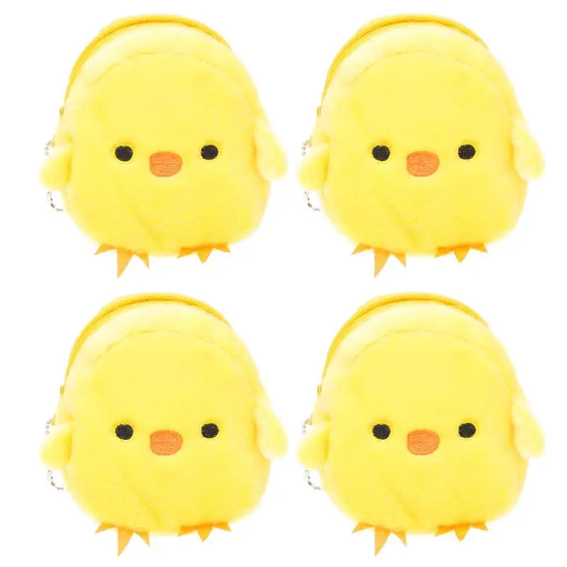 

4PCS Lovely Small Yellow Chicken Coin Purse Easter Chick Shape Change Purse
