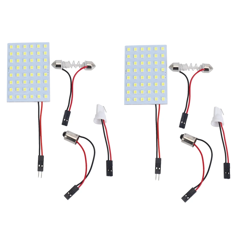

2X White 1210 SMD 48 LED Car Interior Dome Light Panel W T10 BA9S Festoon