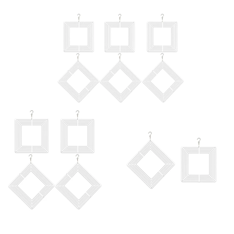 

6Pack Sublimation Wind Spinner Blanks 3D Square Wind Sculpture Kinetic Spinners White For Yard Garden Indoor Ornaments