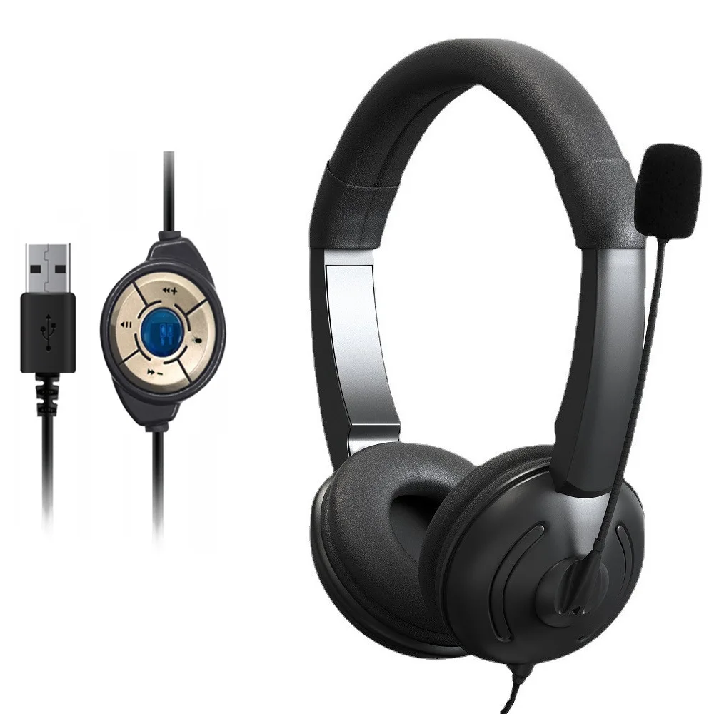 Проводная USB-гарнитура с шумоподавлением наушники для колл-центра регулировкой