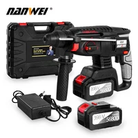 21v Electric drill Heavy Cordless Rotary Impact Hammer Concrete Breaker drill with Portable Tool Storage Box