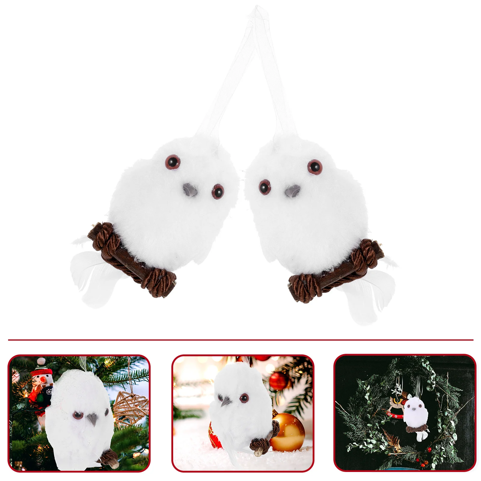 

Owl Ornaments Plush Decor Tree Decoration Winter Birds Toy Decorations Home Hanging Statues Figurinesstuffed Garden Bird