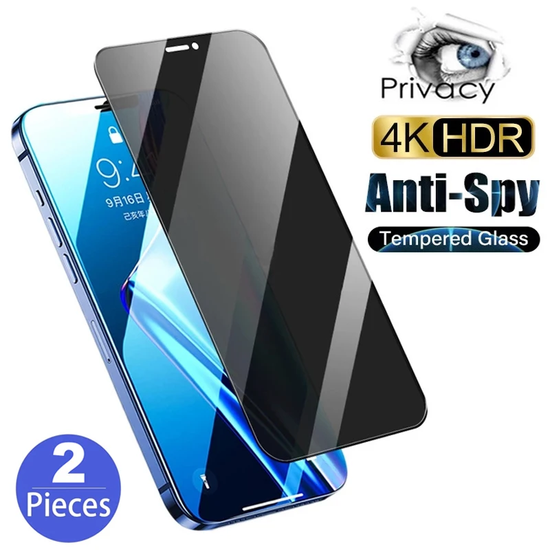 Protectores de pantalla de privacidad para IPhone 13 12 Pro Max Mini 8 7 Plus, vidrio templado antiespía para IPhone 11 14 PRO XS MAX X XR