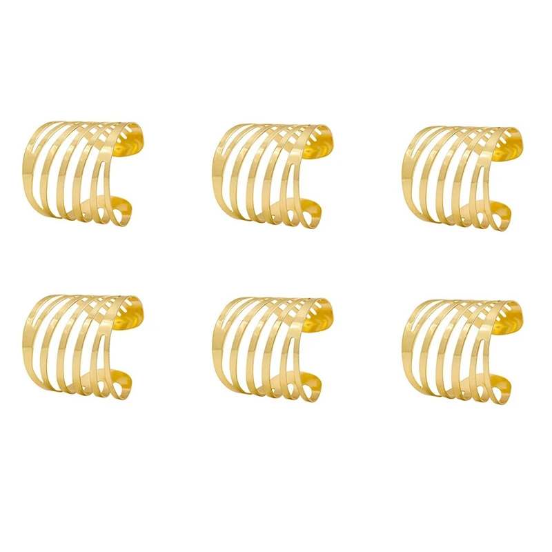 

Набор золотых колец для салфеток 6, полый держатель для салфеток для свадьбы, Рождества, семейного собрания, украшение для стола