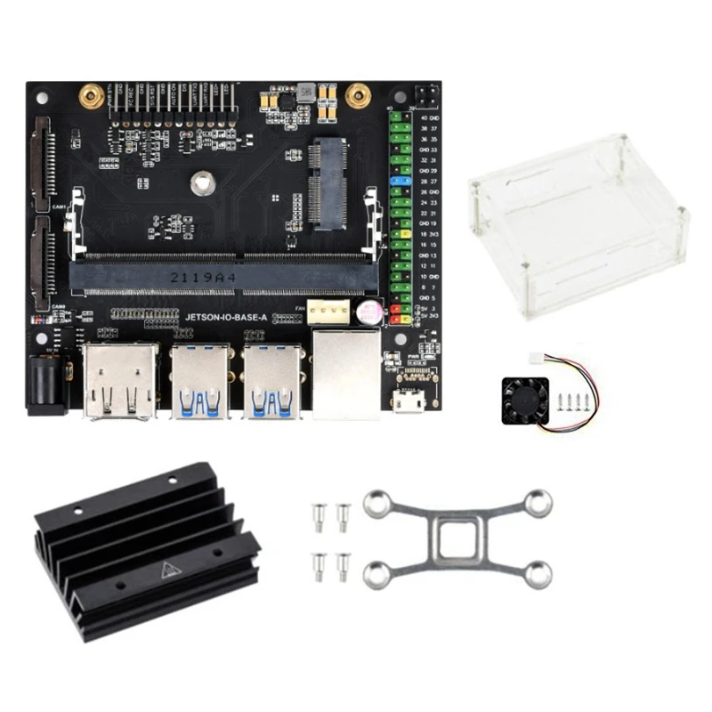 

For Jetson Nano 4GB AI Artificial Intelligence Development Board+Acrylic Case+Heat Sink Support Jetson Nano Module Board