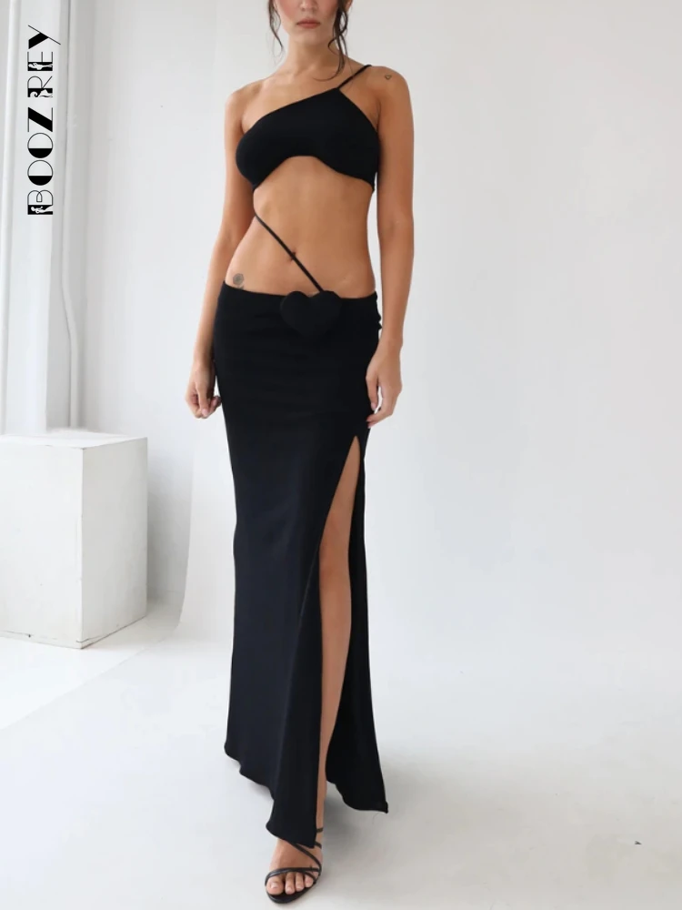 

Платье BoozRey женское длинное на одно плечо, ажурное вечернее Макси-платье с открытой спиной и высоким разрезом, одежда для ночного клуба, лето...